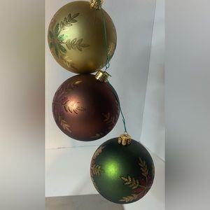 Christmas ornaments 10” round 3pcs each one a different color Beautiful ornament